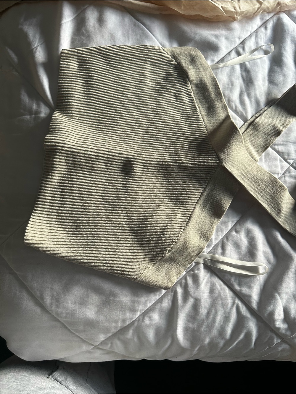 Babaton Cream Ribbed Knit Crop Top